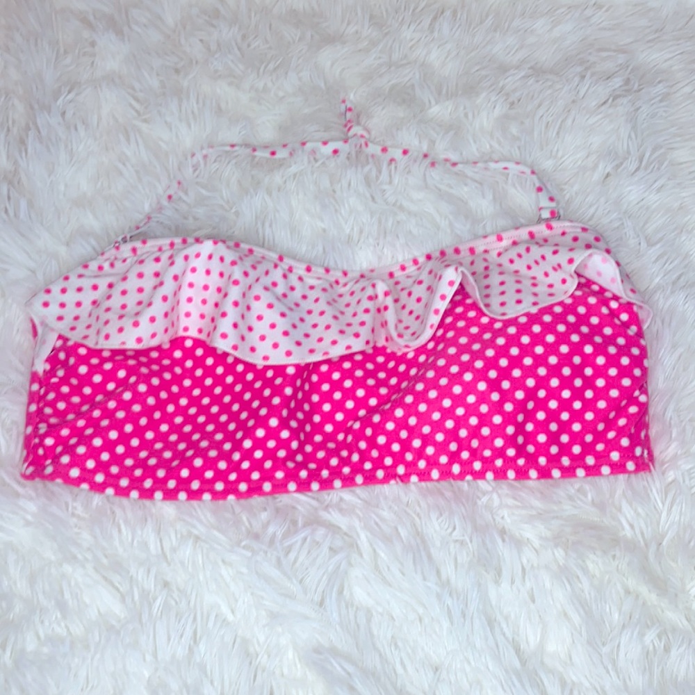 Red Camel Pink & White Polka Dot Bikini Swim Top Size Large